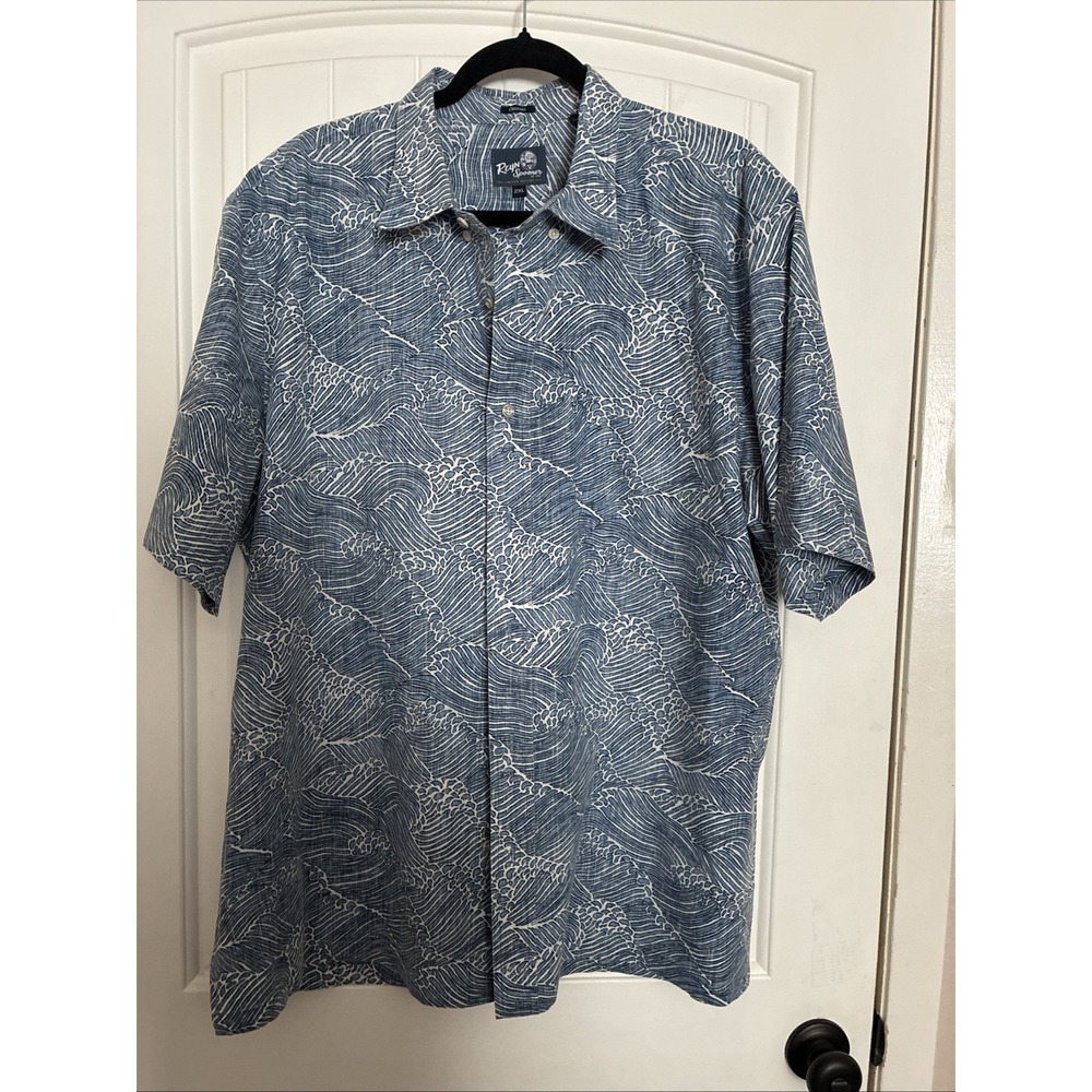Reyn Spooner Limited Reissue Blue Hawaiian Shirt Mens 2XL Molokai Channel 1980